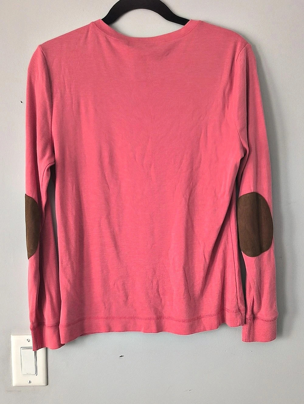 Lauren Jeans Co. Long Sleeve Elbow Patch Tee Pink Large